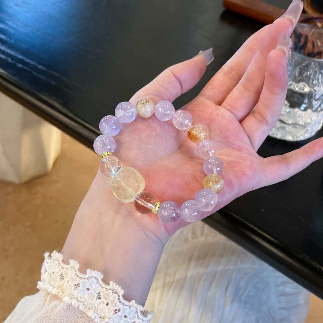 【存钱罐罐】+11mm紫水晶+黄塔晶原创设计天然水晶TY122