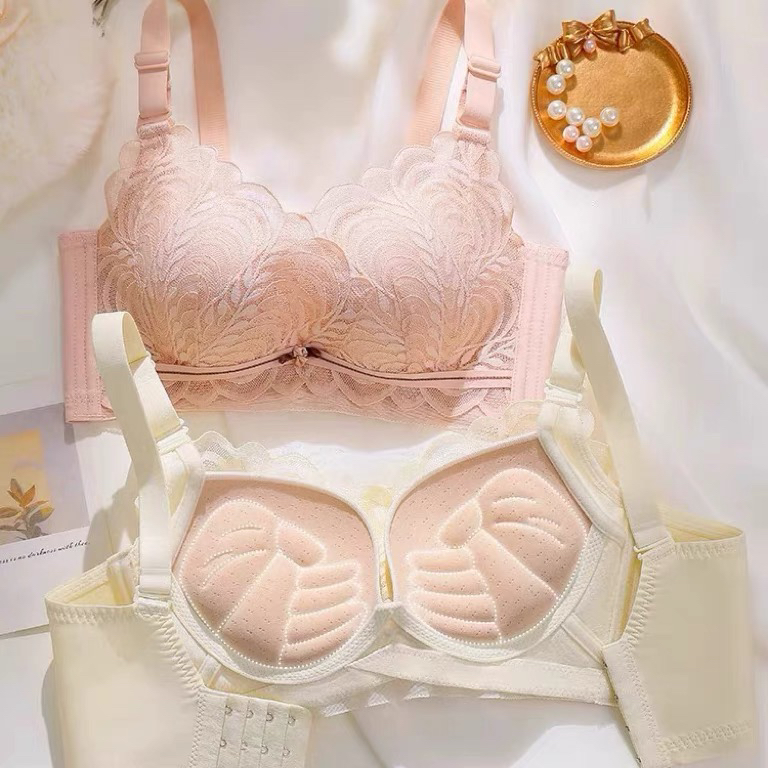新款加厚手掌杯小胸聚拢显大无钢圈文胸收副乳调整型蕾丝内衣性感
