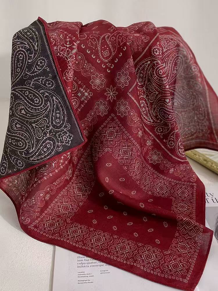 氛围感高级气质时尚双面丝巾1028款