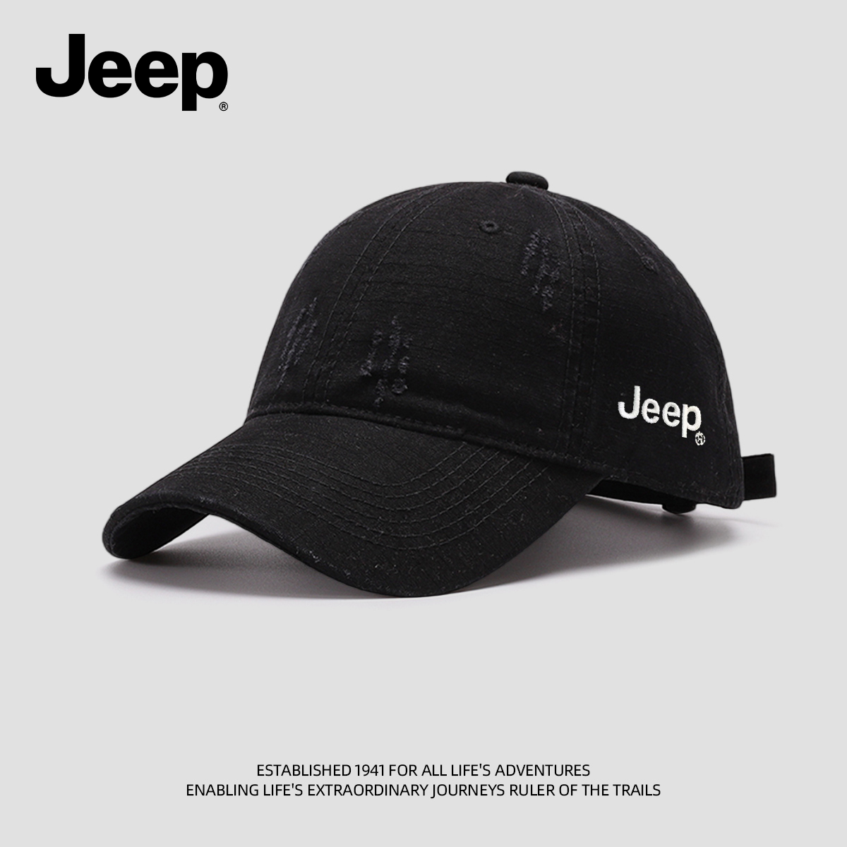 Jeep鸭舌帽做旧帽子圆顶弯檐韩版潮流春秋百搭英文字母休闲户外