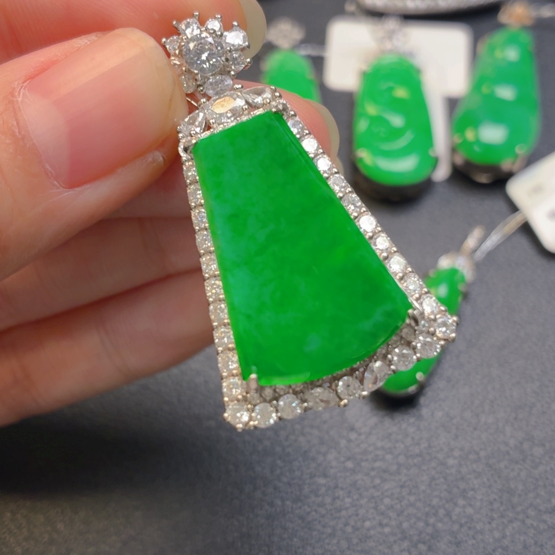 翡翠银S925镶嵌吊坠(不含链)