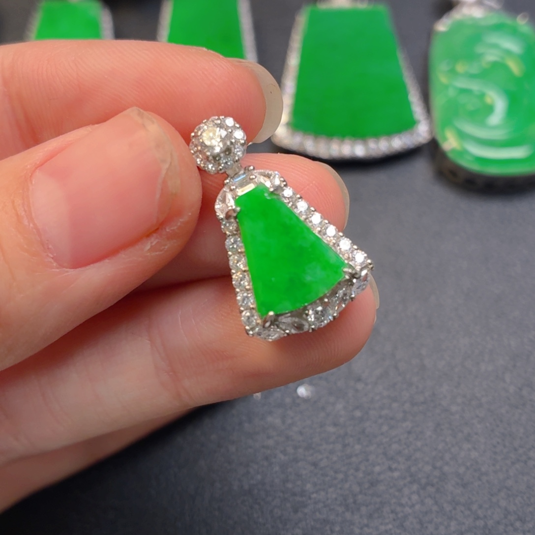 翡翠银S925镶嵌吊坠(不含链)