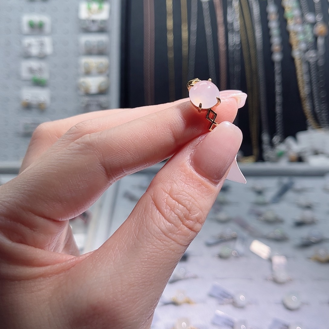 翡翠戒指银S925镶嵌缅甸翡翠