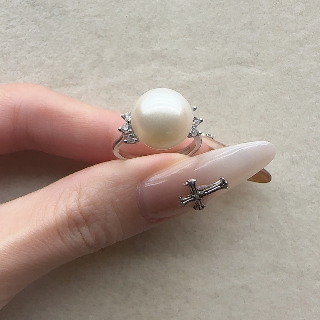 淡水珍珠戒指7银S925镶嵌