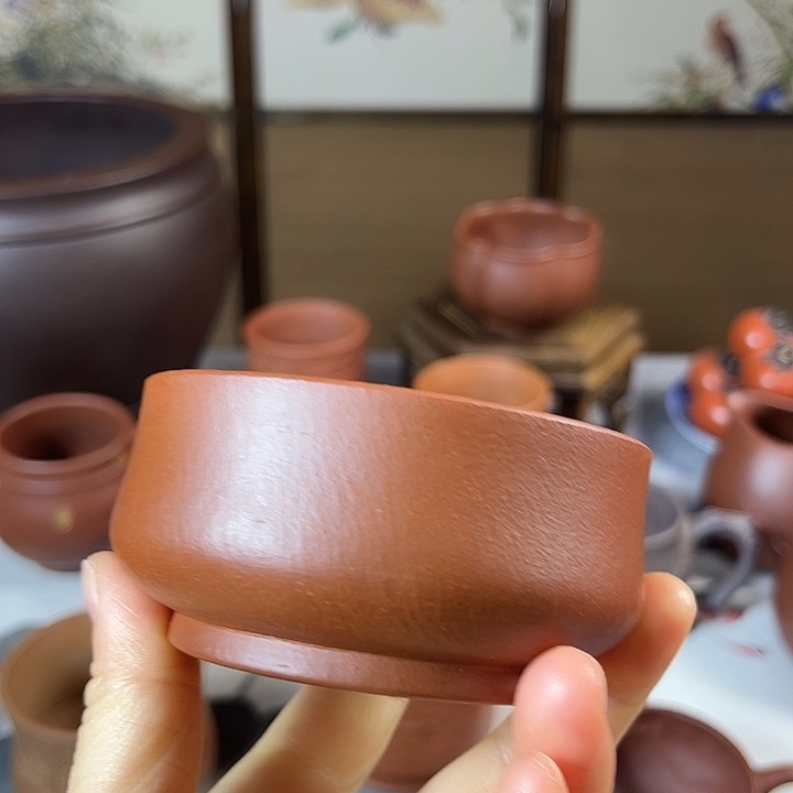 紫砂茶杯全手红降坡容量120