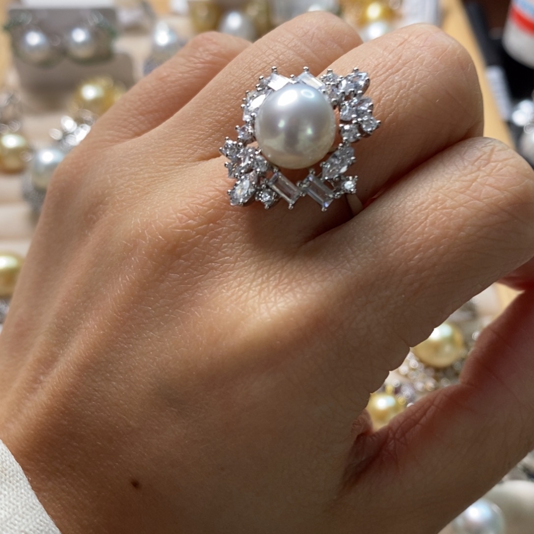 海水珍珠戒指银S925镶嵌