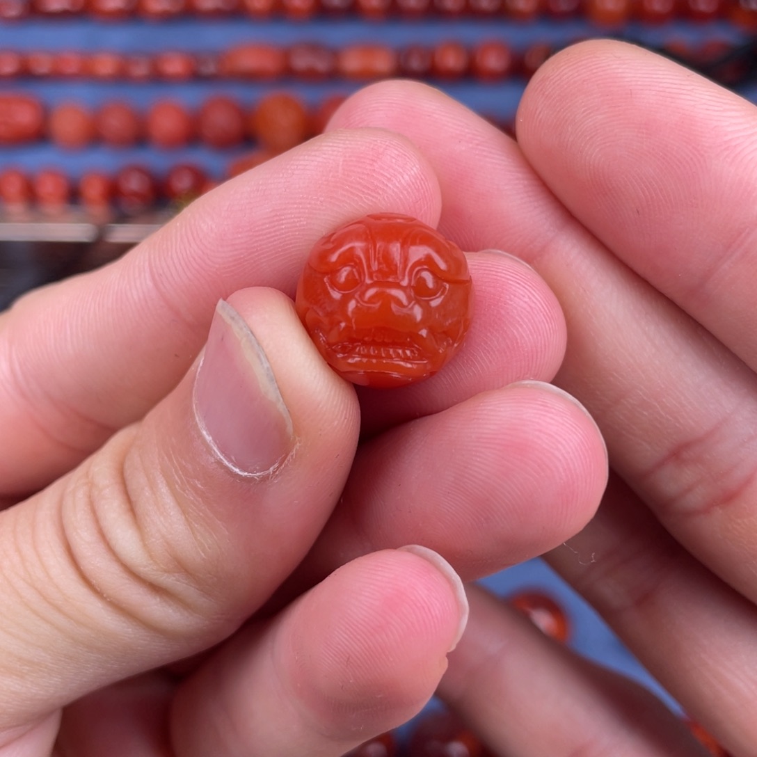南红玛瑙未镶嵌其他14.5mm瓦西柿子貔貅珠