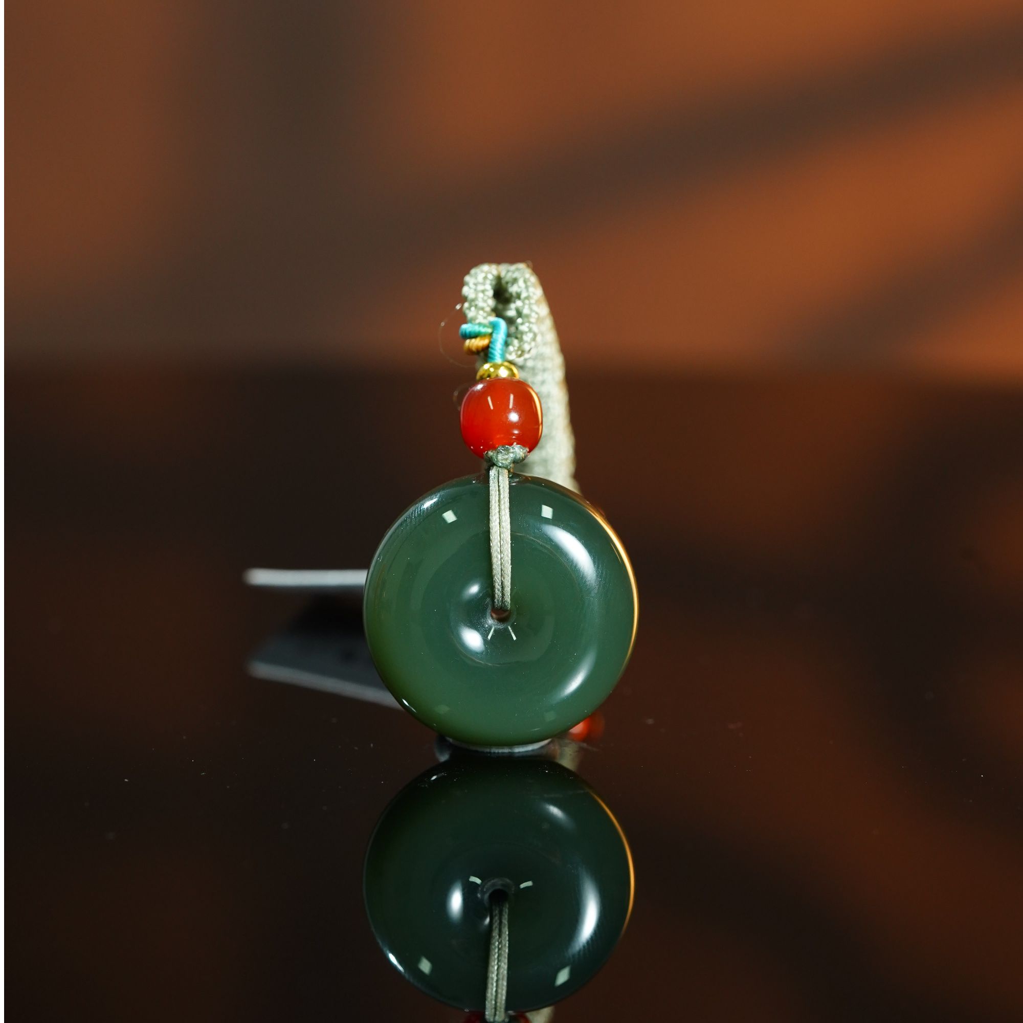 和田玉俄碧粉绿玉平安扣 17.80g L251206117 A