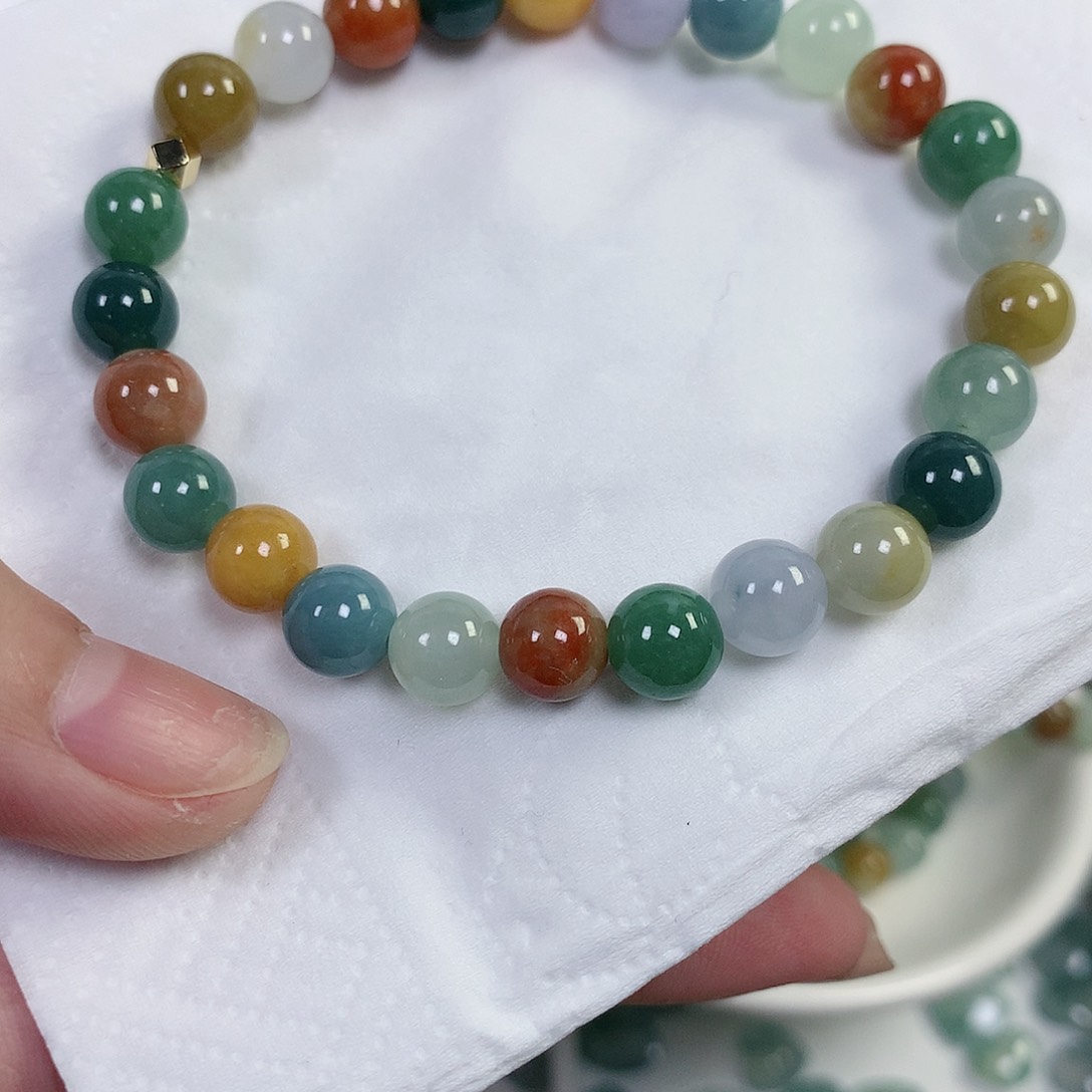 翡翠散珠小***?翡翠手串25颗