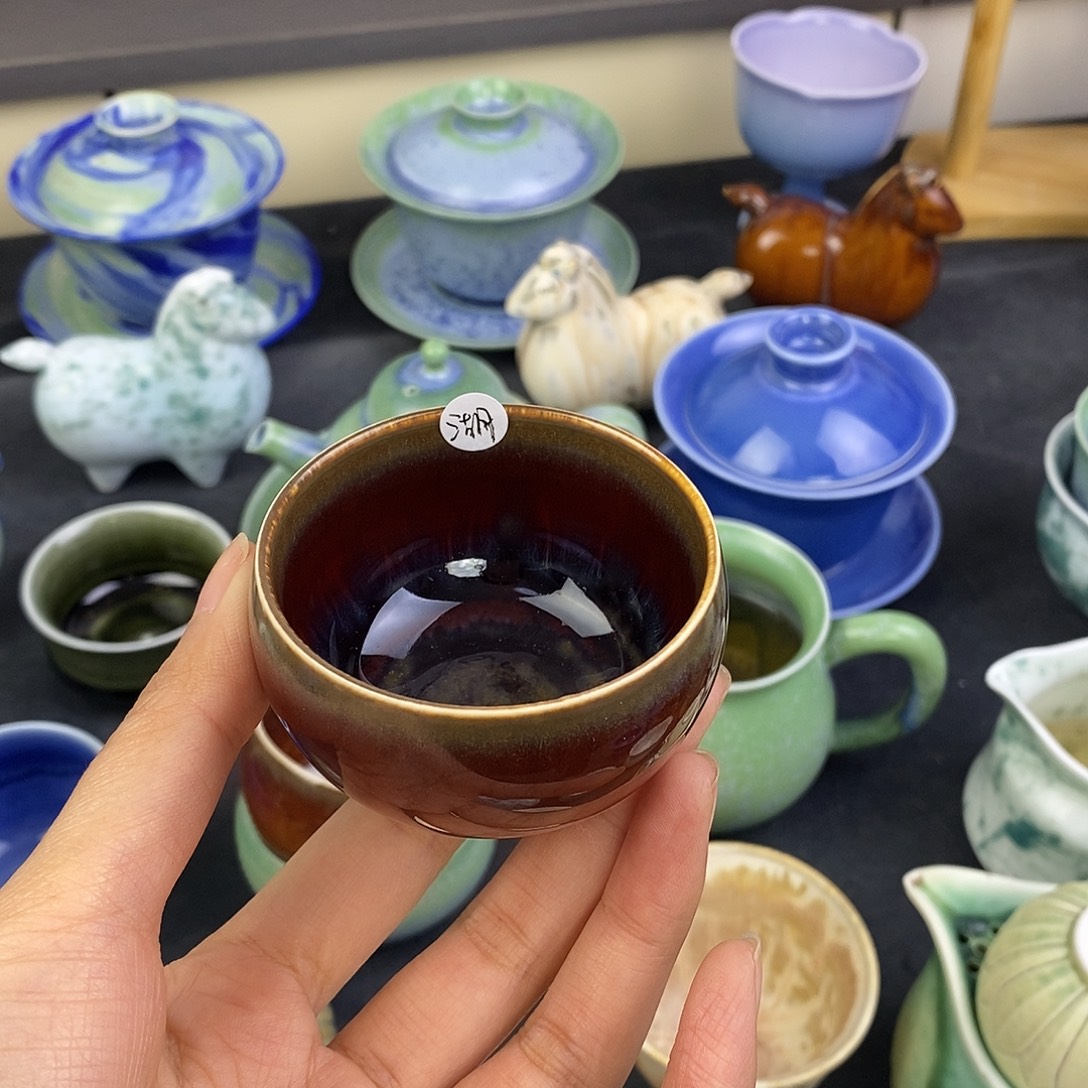 湖***蓝景德镇高温陶瓷茶杯