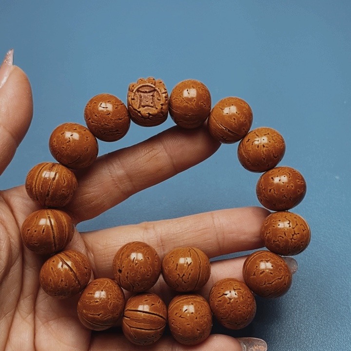 桃核手串苹果17花皮色差15颗