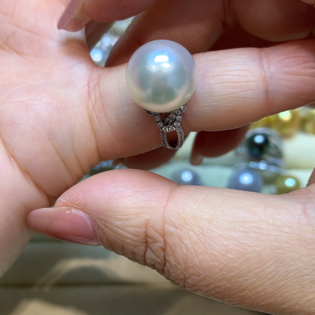 海水珍珠戒指银S925镶嵌