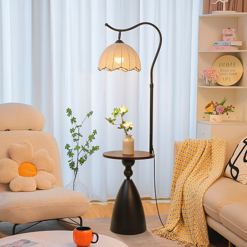 复古氛围灯落地灯客厅沙发边几置物设计感卧室床头边落地灯具