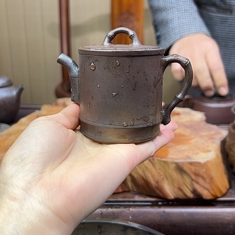 戬谷龙窑坭兴陶柴烧茶壶978