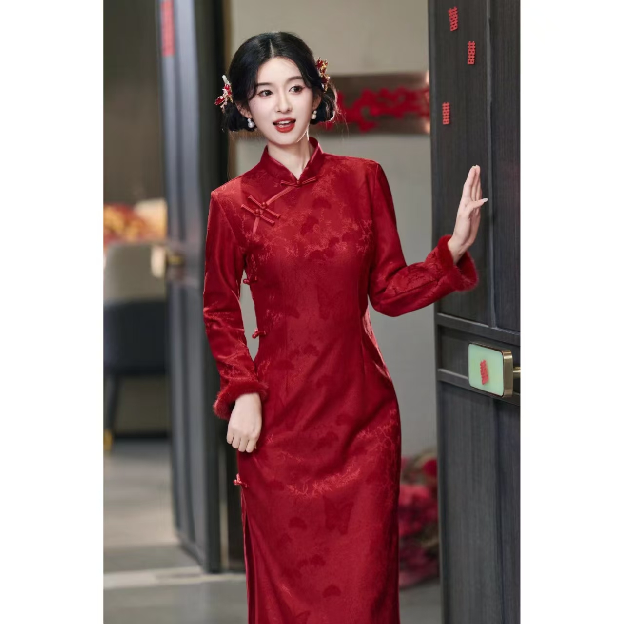 高级年轻款领证红色旗袍结婚回门婚服敬酒服新娘订婚连衣裙礼服