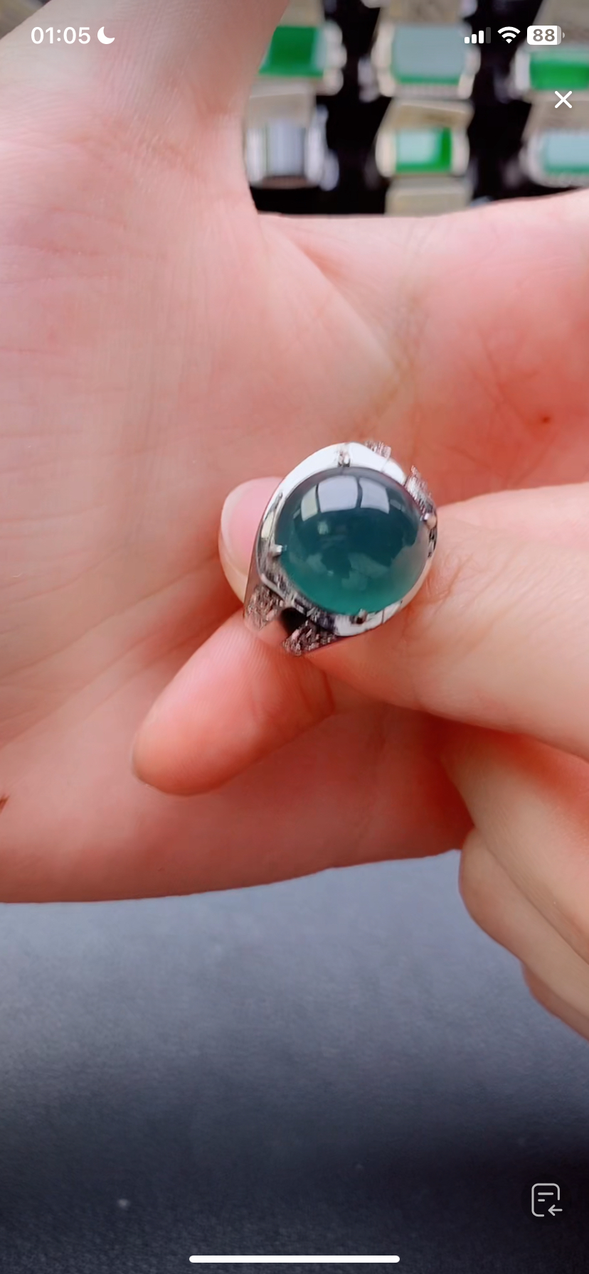 天然翡翠戒指s925银男戒