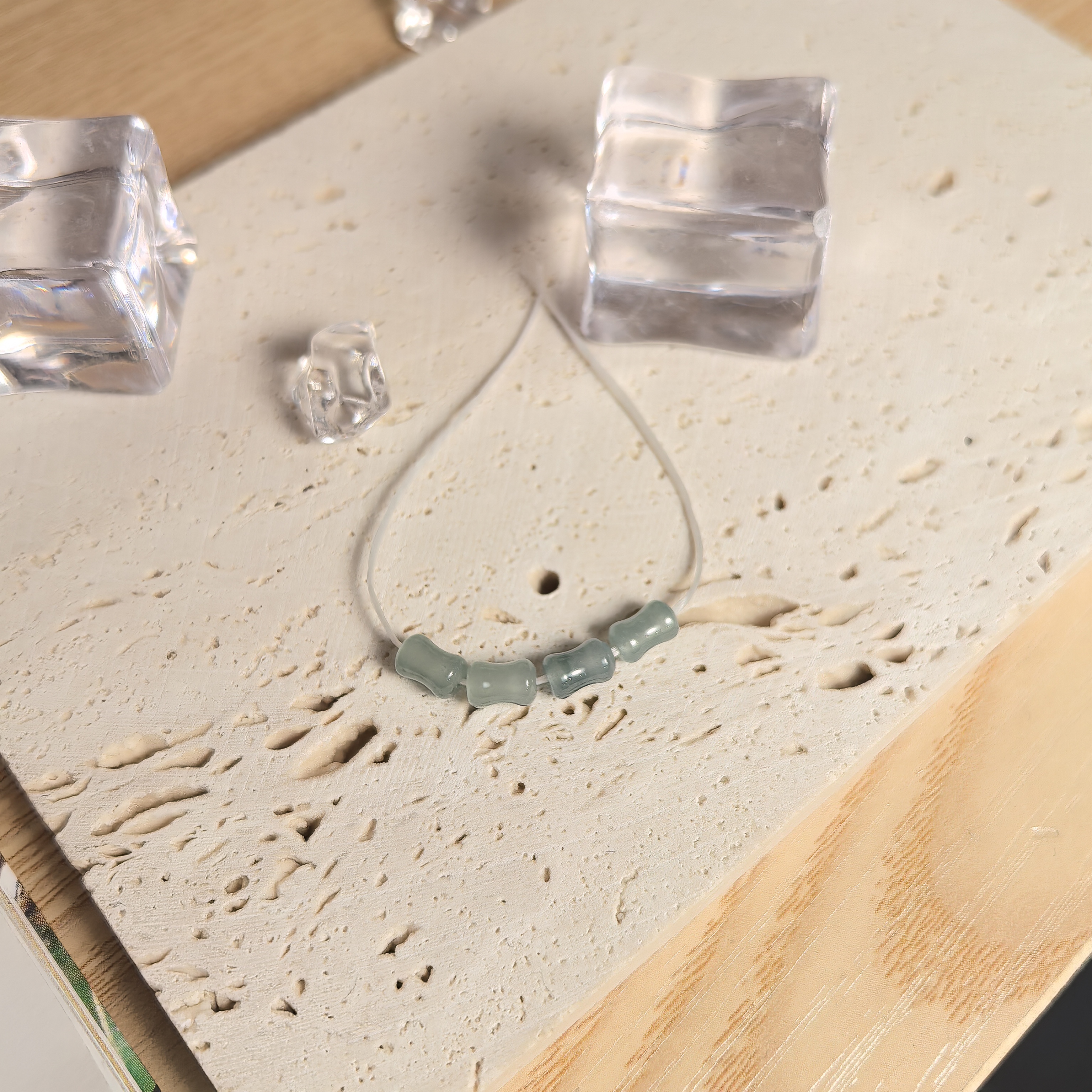 4x6mm天然蓝水翡翠竹节裸石（4粒）多样性发一