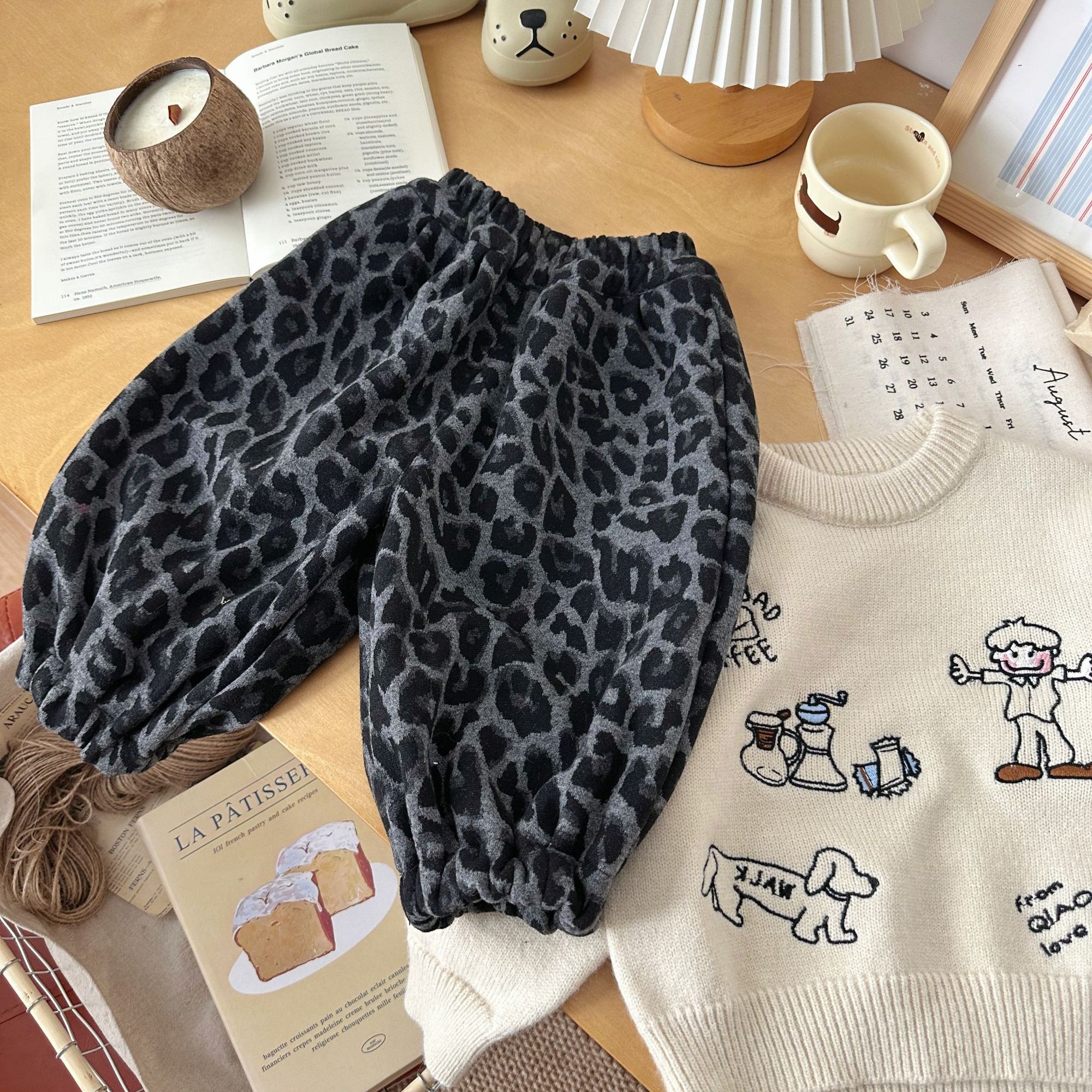 【豹纹裤】DK256378橘止皮25男童秋冬加绒宽松韩版哈伦长裤