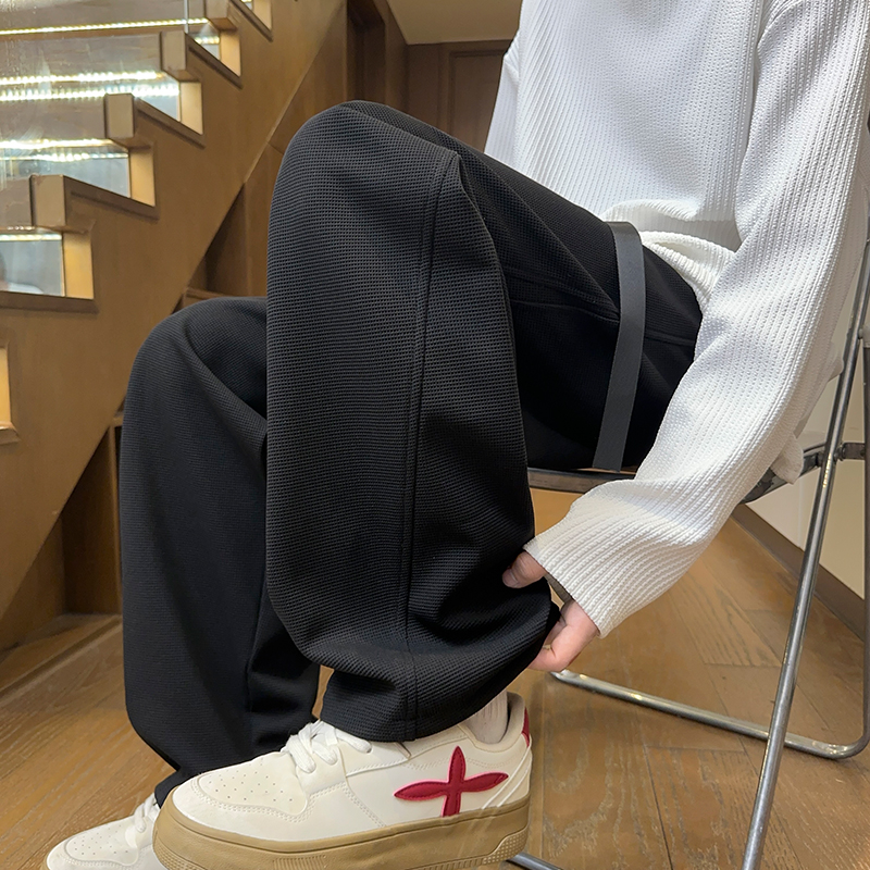 2025春季新款美式休闲裤男潮牌垂感弯刀裤宽松直筒百搭运动裤卫裤