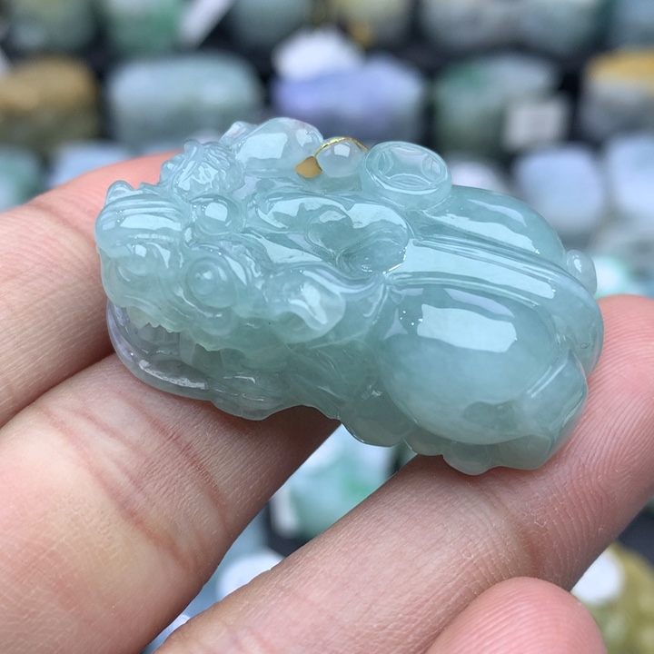 翡翠颈饰未镶嵌天然缅甸翡翠招财貔貅吊坠