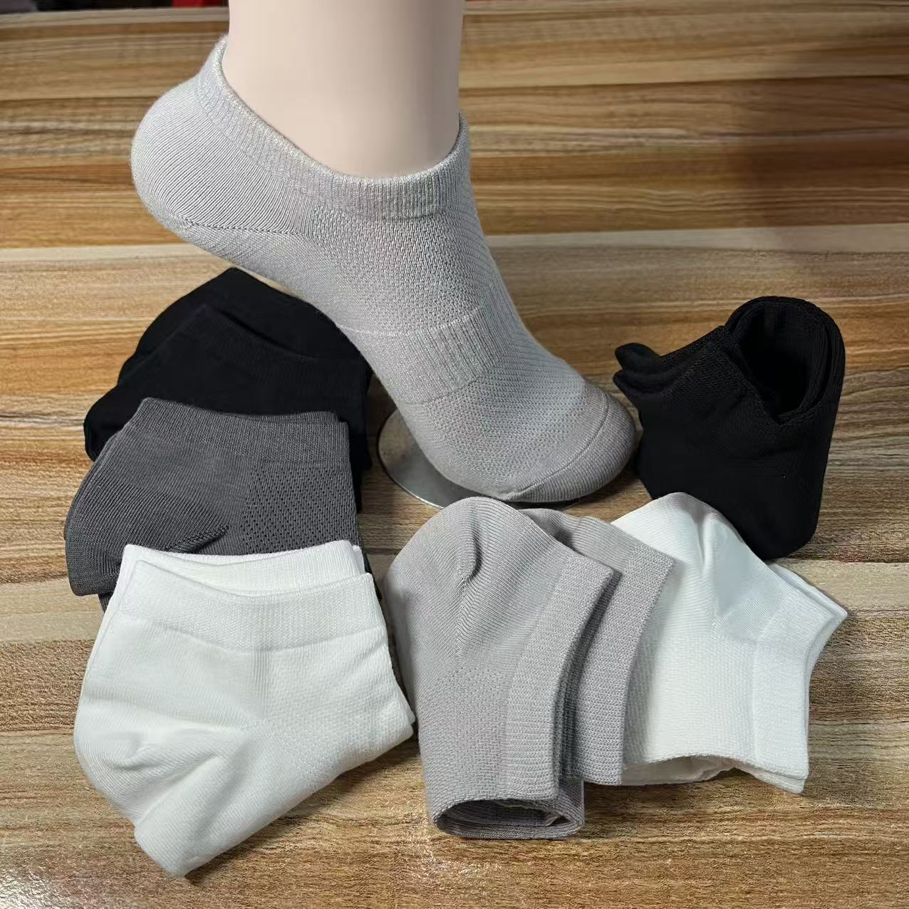 男生女生短筒袜子四季款7A抑菌防臭吸汗透气休闲运动纯色网眼棉袜