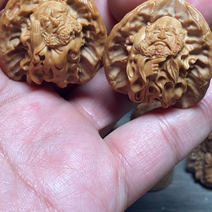 无***水核桃手串/手链风味纯手工三棱雕刻达摩无相