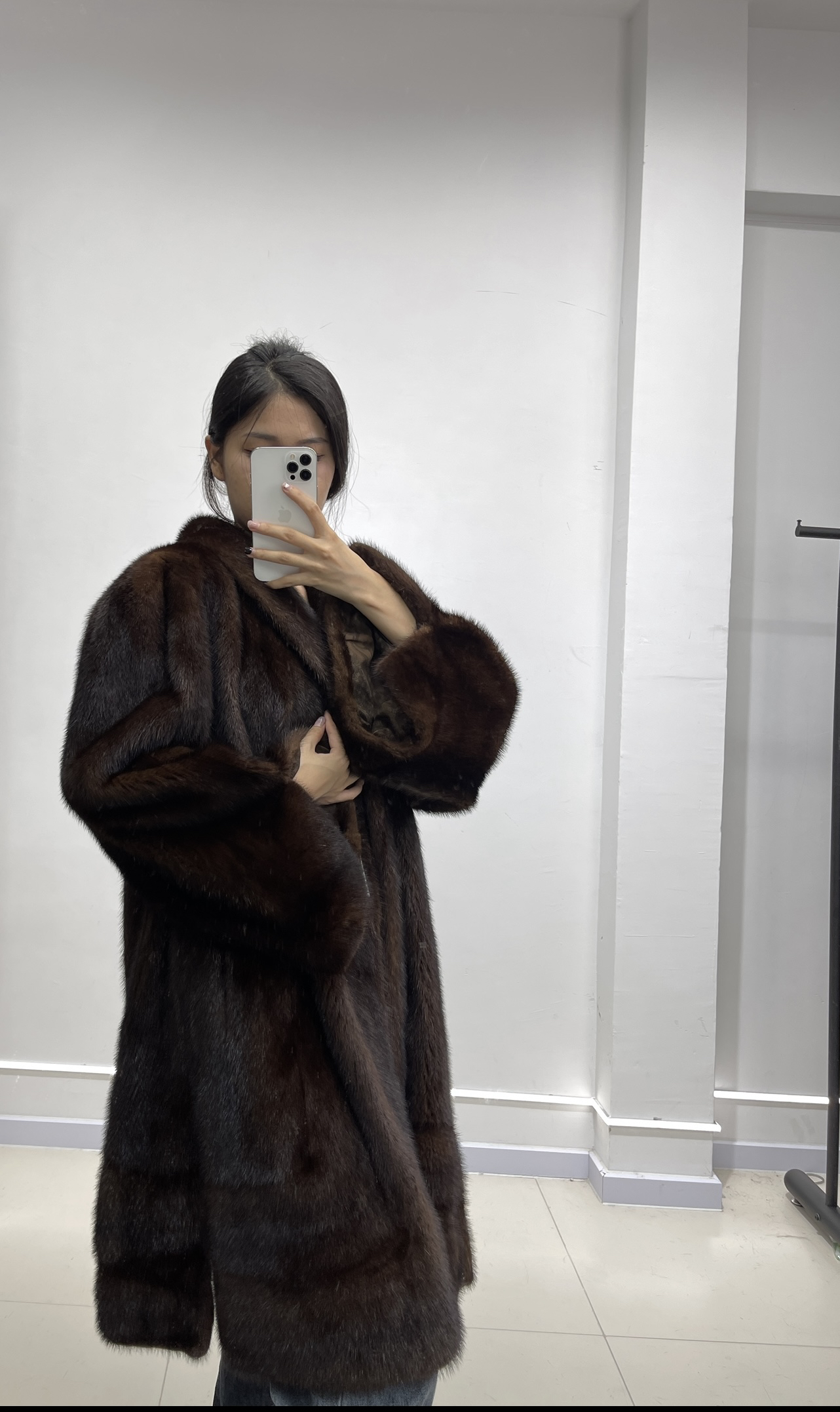 C34(2xl)黑咖色中古进口水貂毛外套，肩宽43胸围116衣长98袖长66