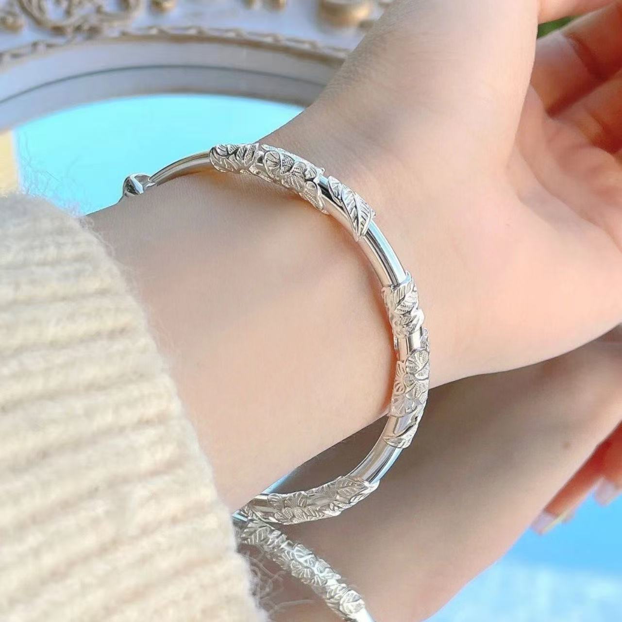 足银手镯 通体清货链接  手镯  H258