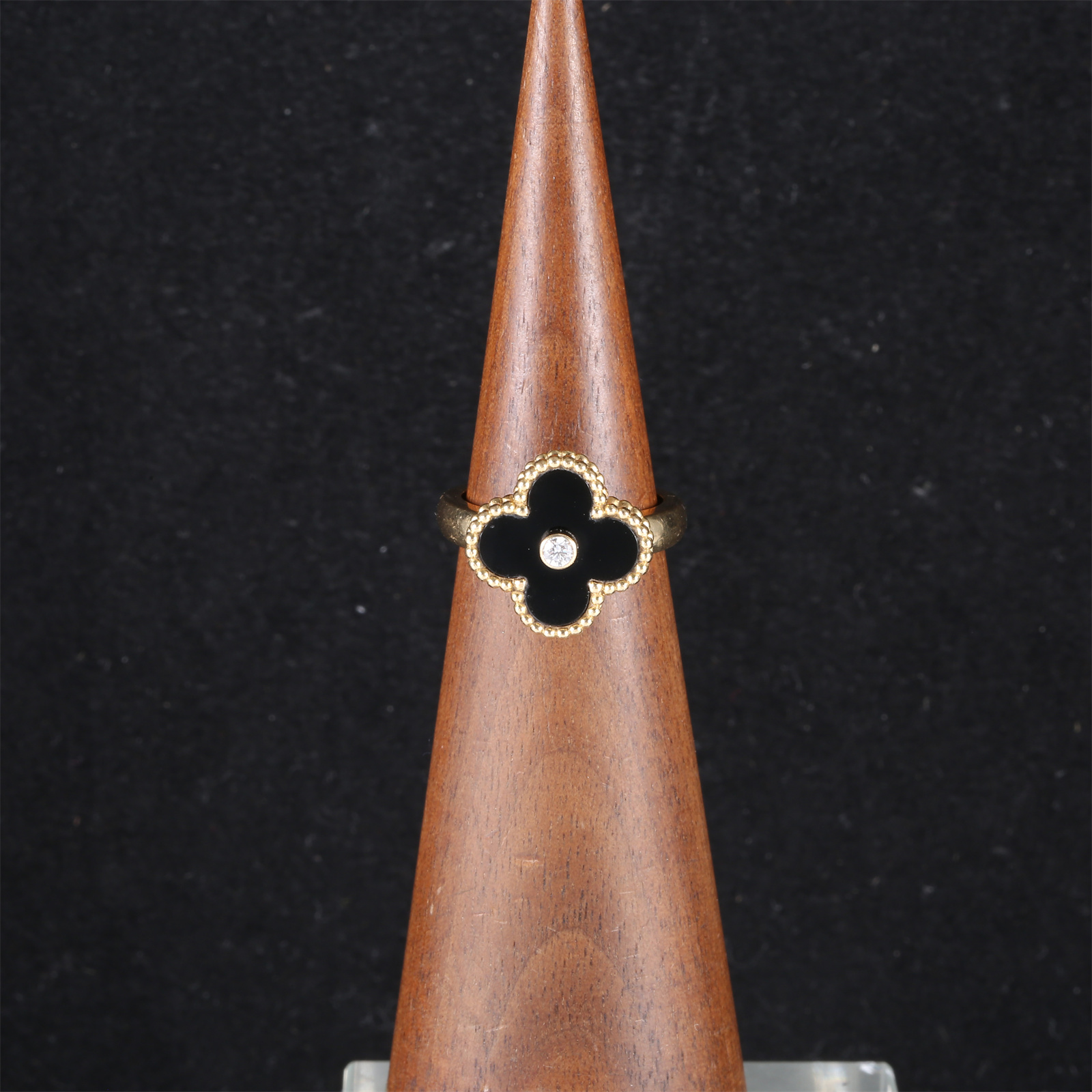 99新 梵克雅宝 佳珊专属335799 中号单花戒指 单钻 缟玛瑙 51 