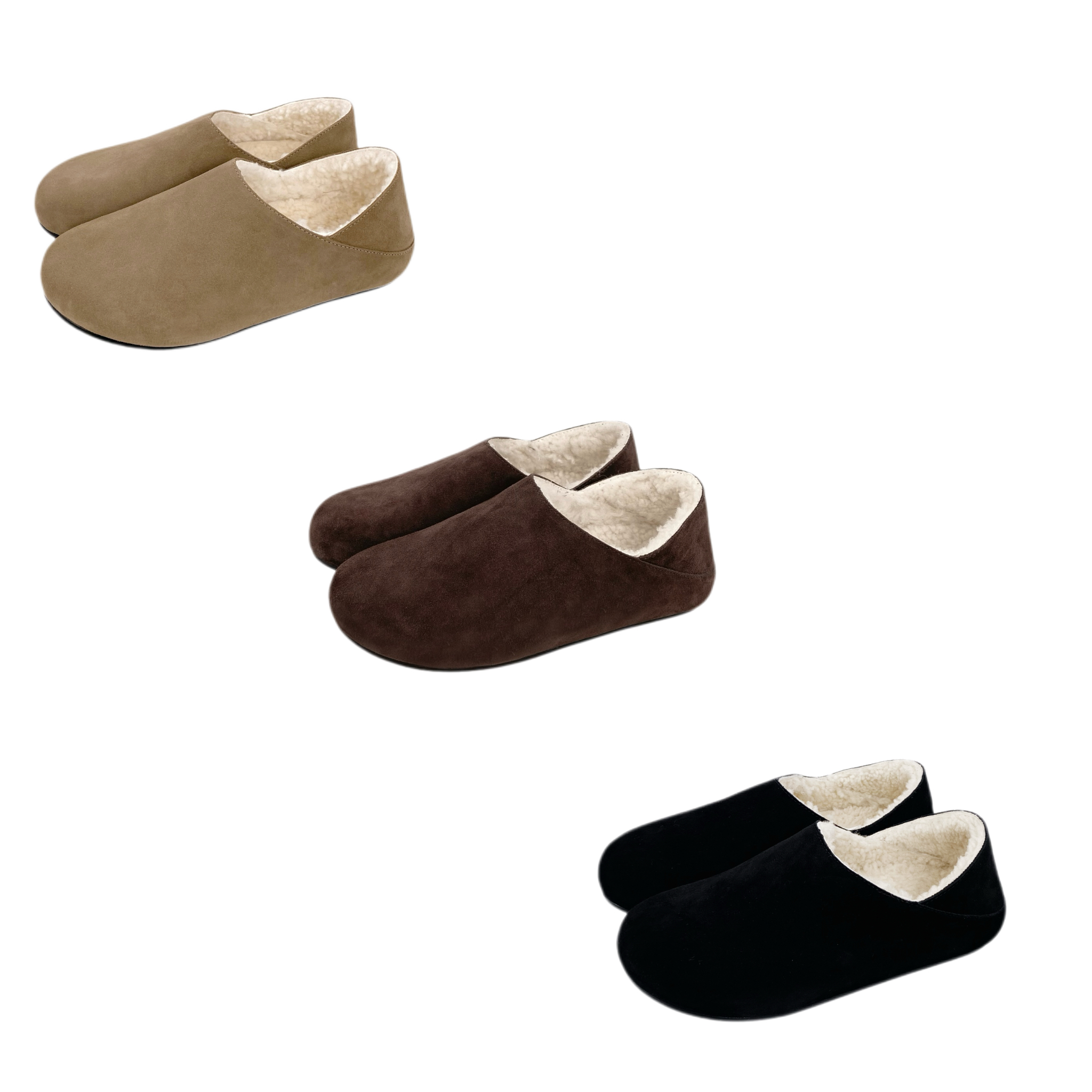 072 & RICE【勃肯小土豆】冬季真皮毛俩穿一脚蹬圆头加厚保暖女鞋