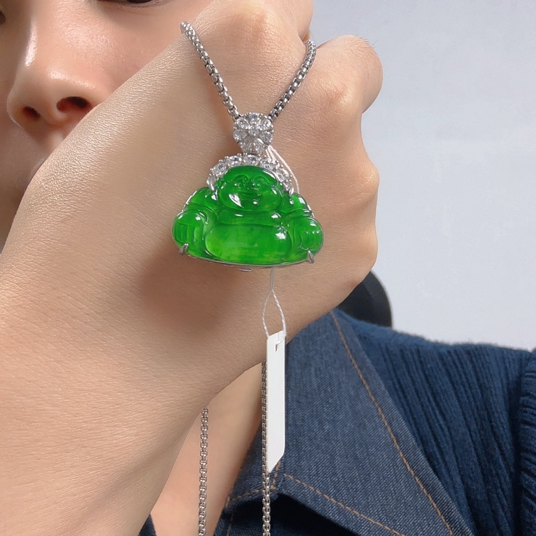 翡翠银S925镶嵌吊坠(不含链)