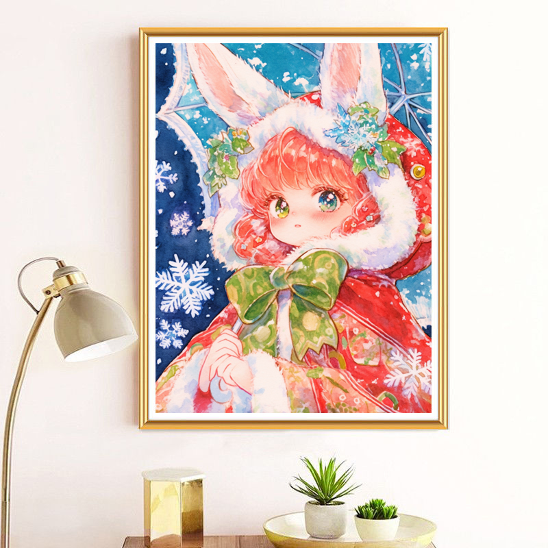 代代十字绣定制雪国女孩可爱卡通女孩65×85厘米45色大格四股绣