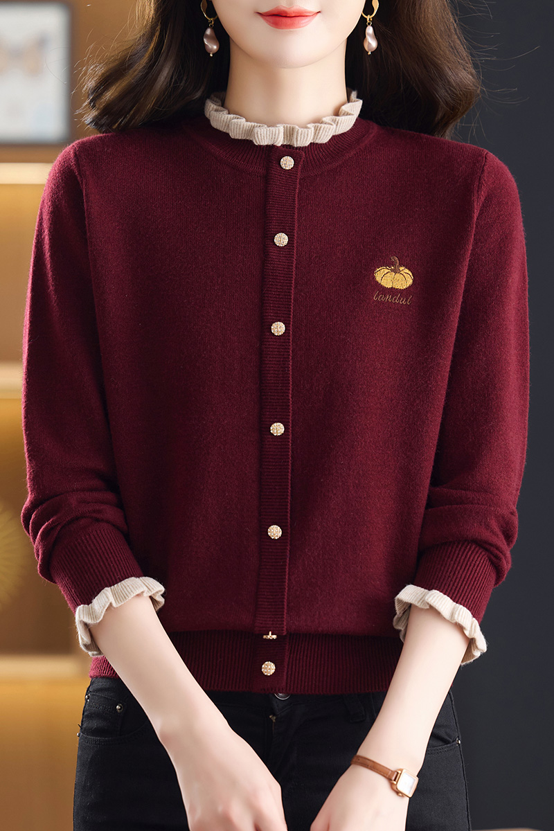 【羊毛衫】中老年女冬中年女式宽松毛衣百搭女装红色打底衫毛针织衫