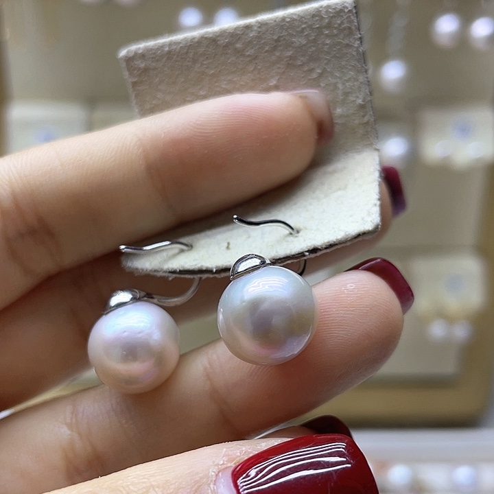 淡水珍珠耳饰银S925镶嵌