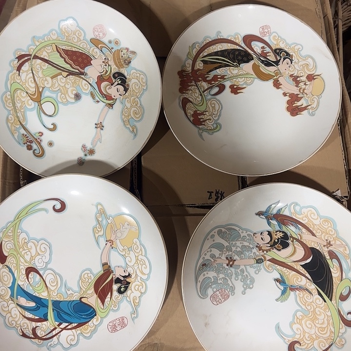 库存微瑕飞天盘子一套直径23厘米