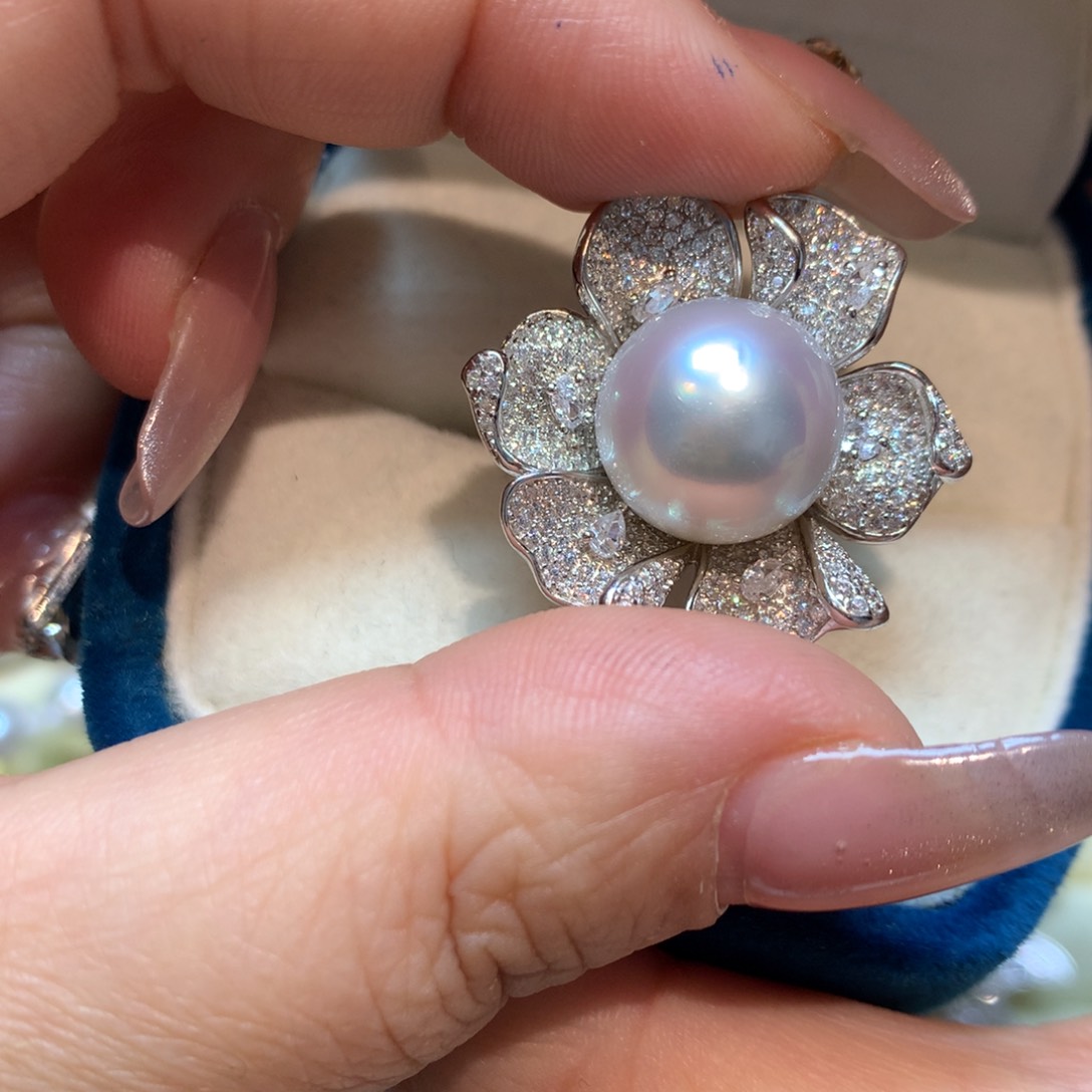 海水珍珠戒指银S925镶嵌