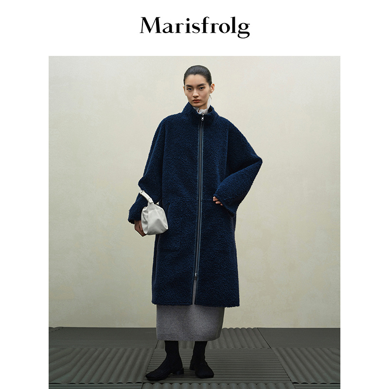 Marisfrolg玛丝菲尔25冬季新款气质双面穿毛呢皮衣外套ACFZ4904P