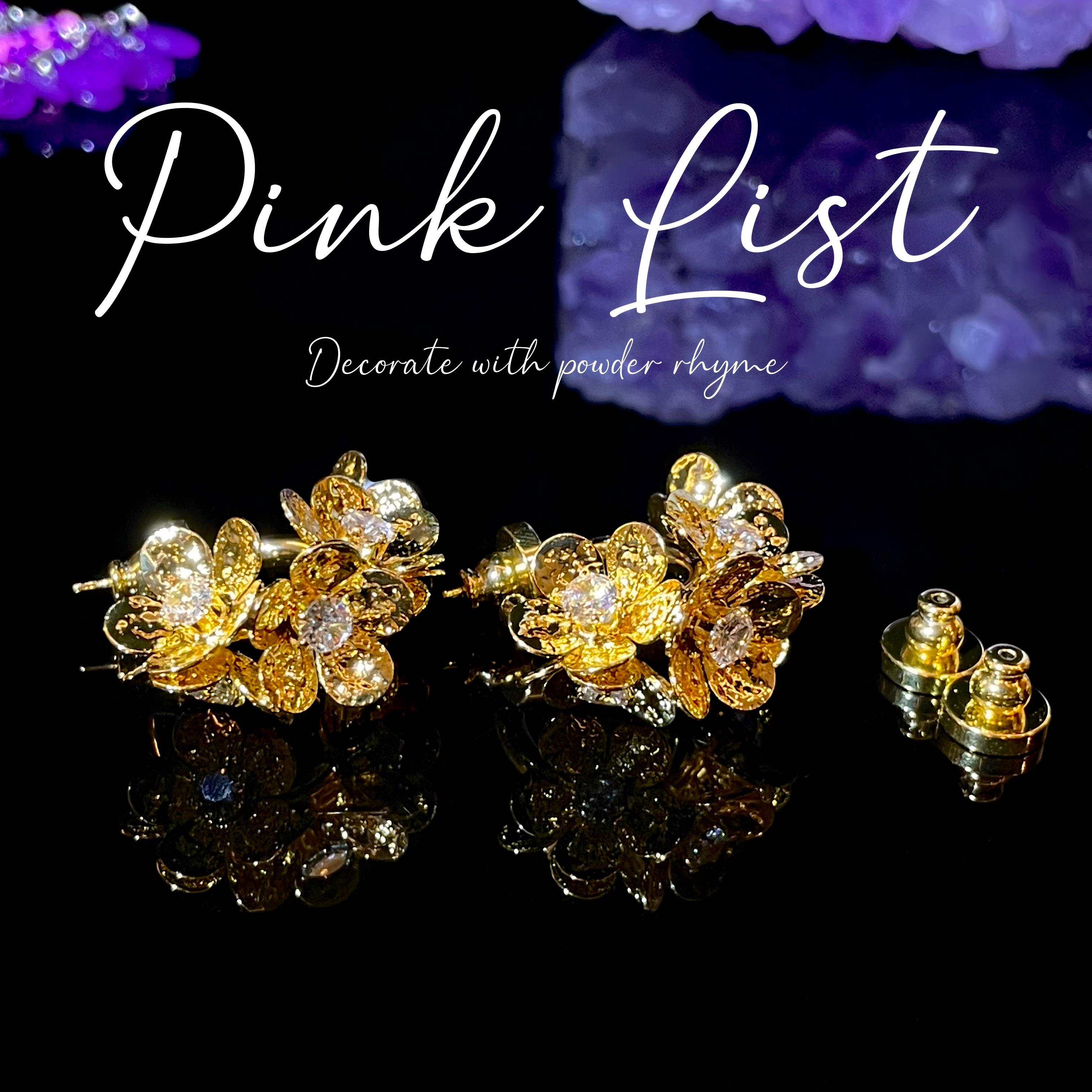 铜合金亚克力耳饰 镀K金 迪拜撤柜 PINK LIST 铜合金耳环 B005