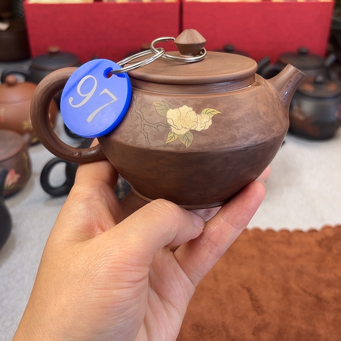 175毫升纯手工刻填手磨合欢壶