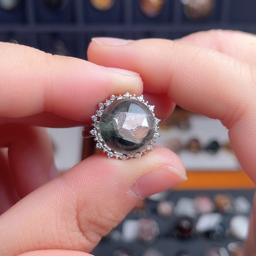 水晶戒指银S925镶嵌有***灬