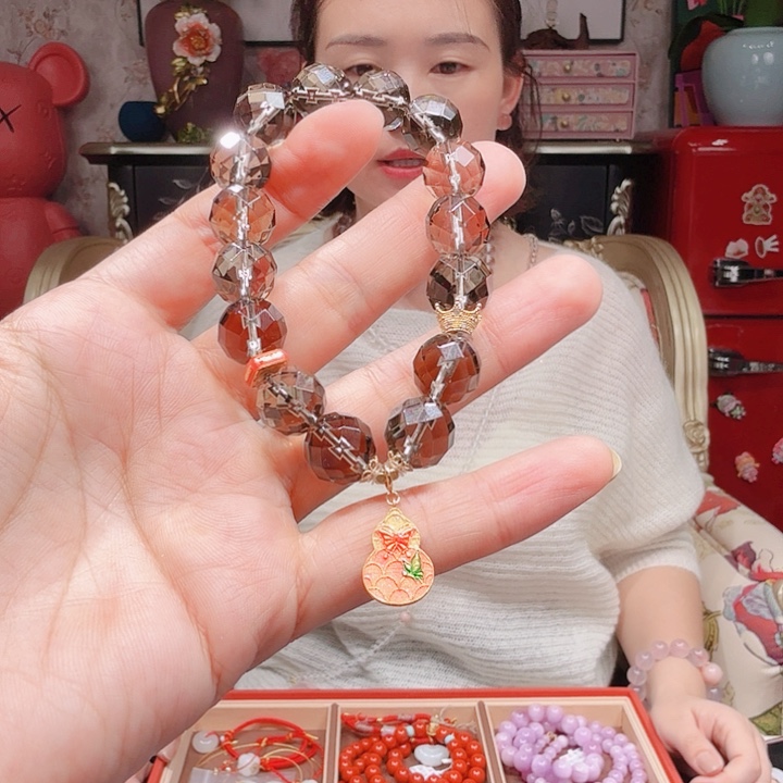 水晶手串18K金镶嵌手串