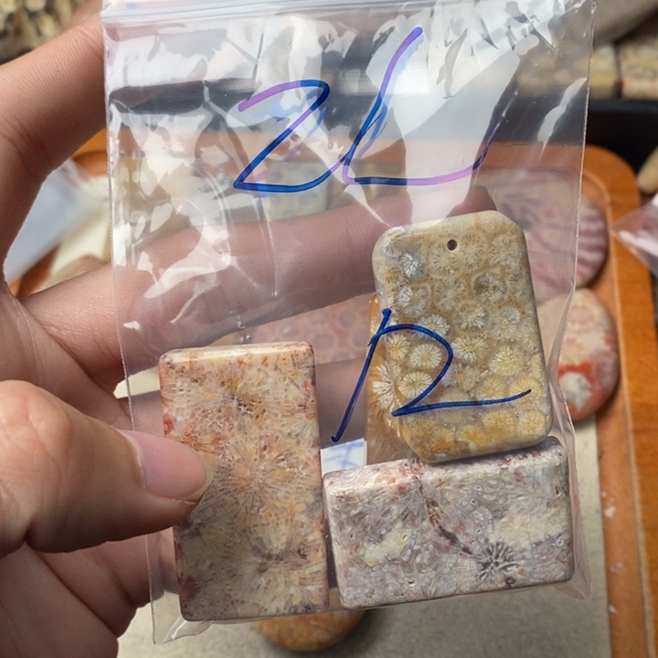 硅化玉颈饰足金镶嵌打**浪