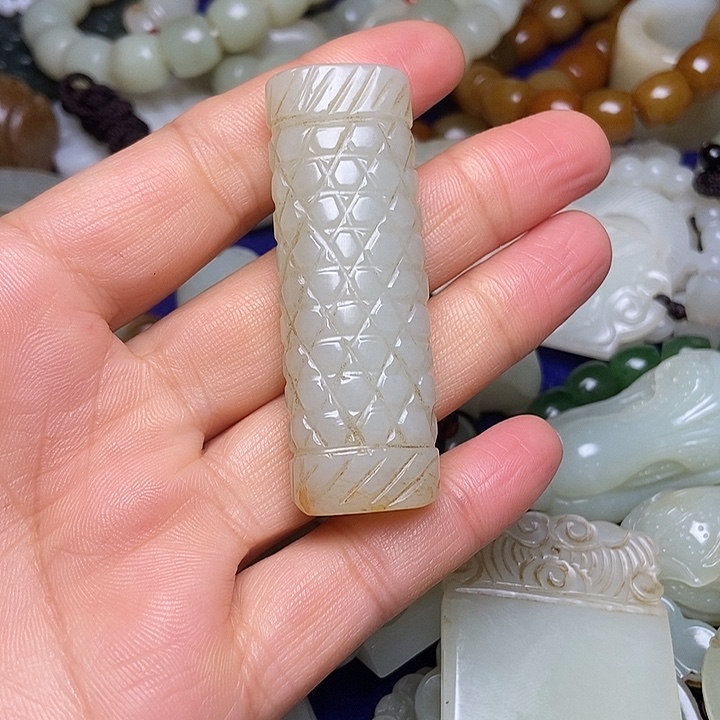 吊坠(不含链)未镶嵌和田玉（碧玉）开**乐