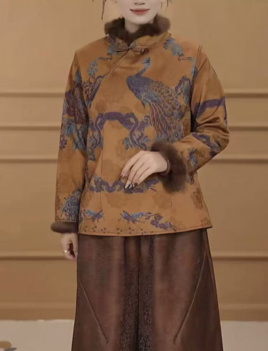 绾绾君心~新中式国风提花加绒上衣JS32