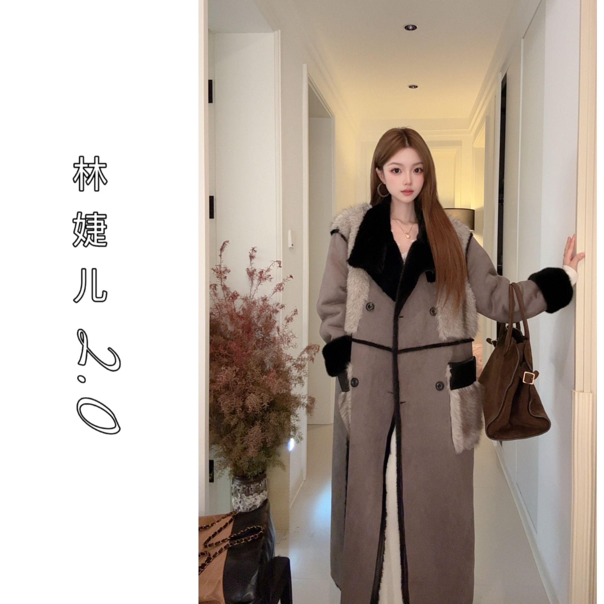25新款 极简街头风气质拼接轻奢时尚女装大衣 28160