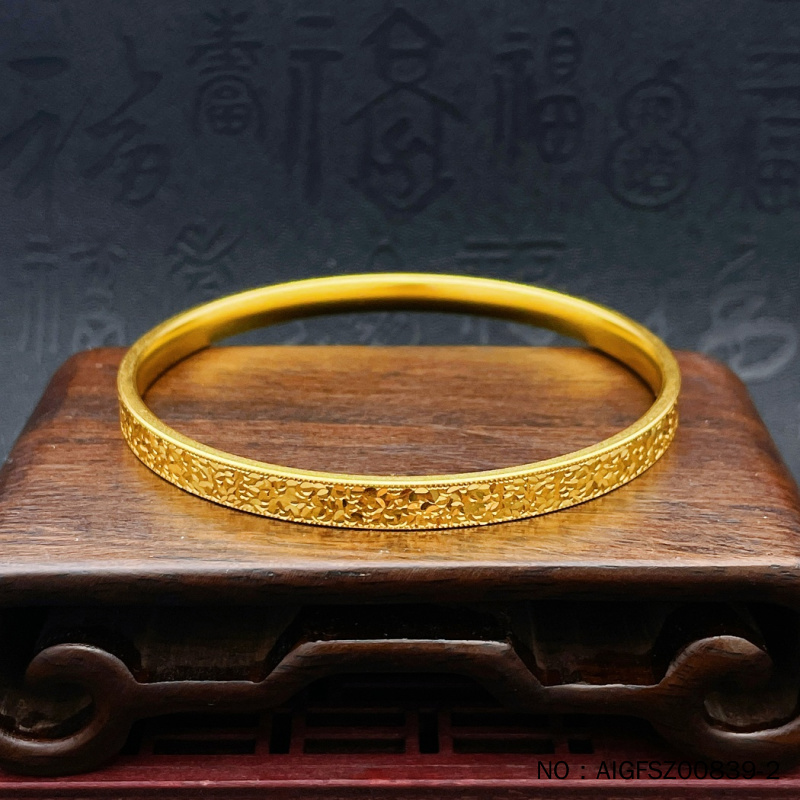 古法固口空心手镯CNC碎碎冰手镯AIGFSZ00839-2