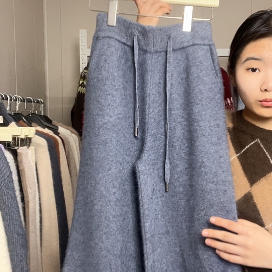 灰色105长裤子阔腿