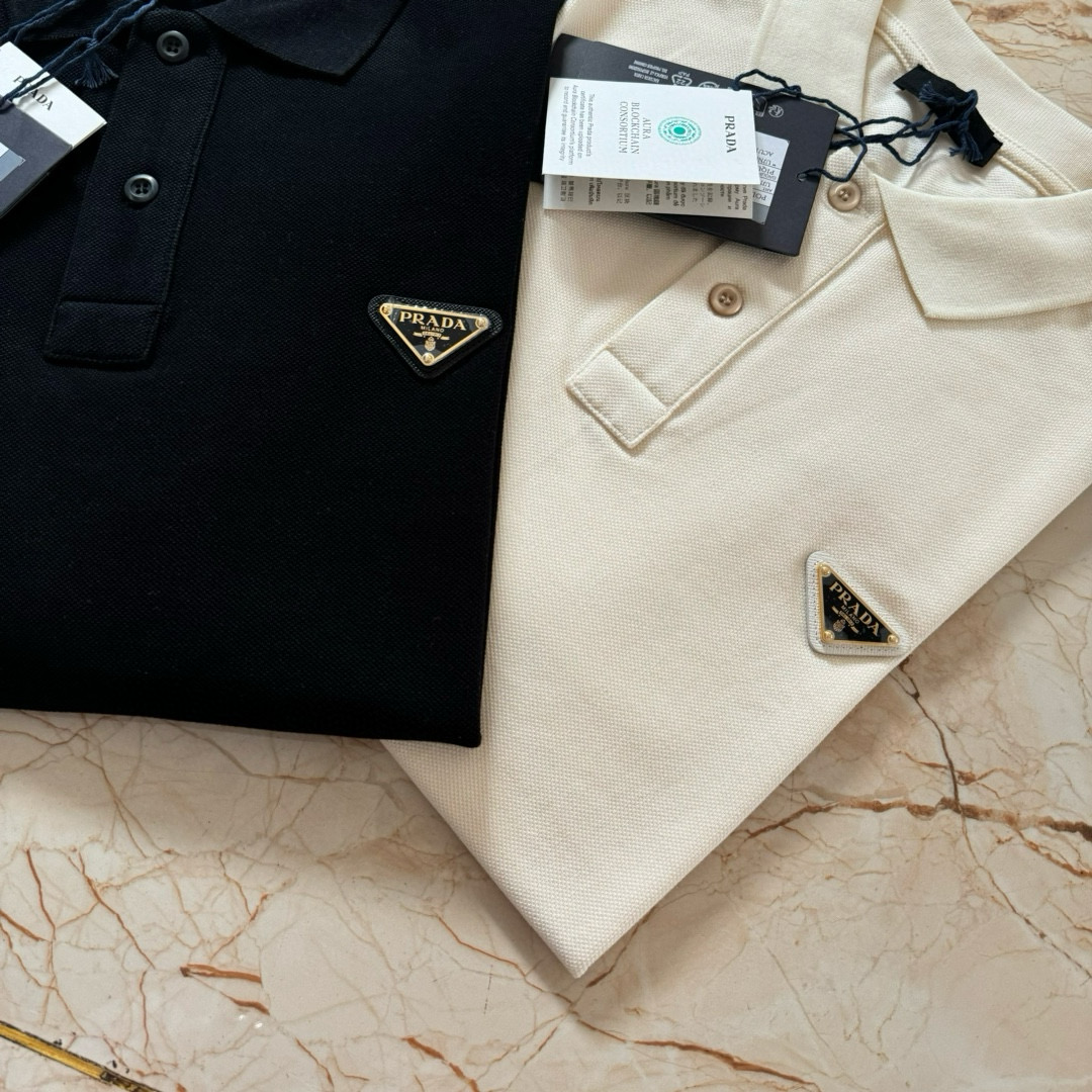 99新 Prada/普拉达 纽扣宽松型修身春夏男夏季短袖纯色