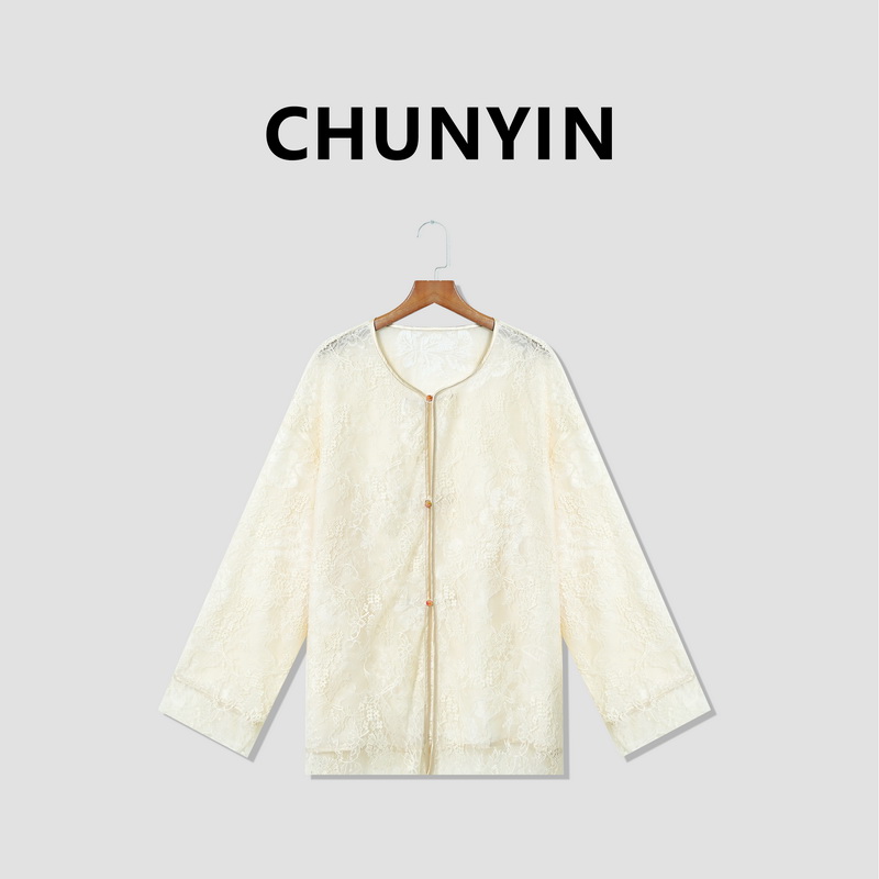 李心儿【明慧】新中式国风设计师时尚刺绣欧根纱上衣T恤21279