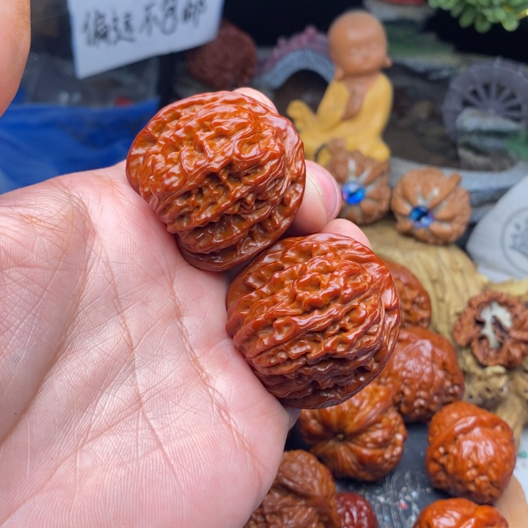 把件文玩核桃四座楼狮子头边40肚38